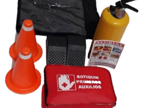 Kit carretera en lona con  botiquín x 18 productos